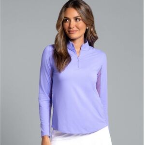 IBKUL Long Sleeve Mock Zip Neck Icefil Lavender Size L